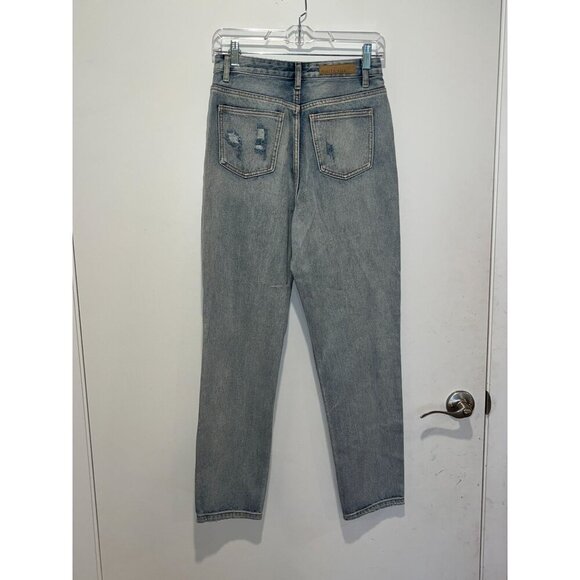NWT White Fox Blue Lets Bounce Disressed Boyfriend Jeans Women Size Small - Picture 7 of 13
